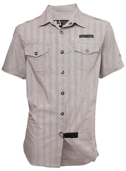 Burton Brown Stripe Printed Short Sleeve Casual Shirt