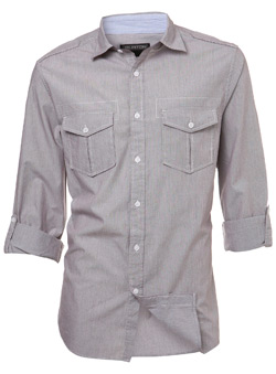 Burton Brown Stripe Roll Sleeve Regular Shirt