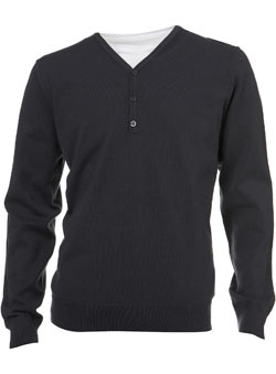 Carbon Grey Y-Neck Jumper