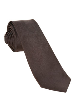 Burton Chocolate Plain Slim Silk Tie