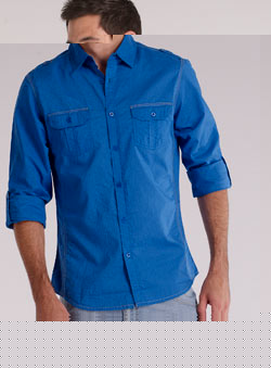 Cobalt Blue Grandad Collar Shirt