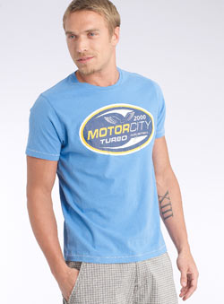 Dark Blue `000 Motorcity Turbo`Printed T-Shirt