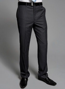 Burton Dark Steel Flat Front Fine Pindot Stripe Suit Trousers