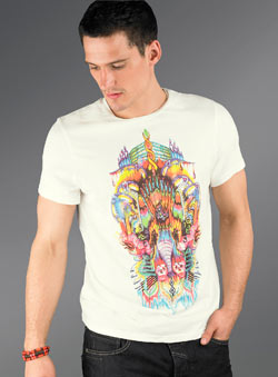 Burton Ecru Rainbow Printed T-Shirt