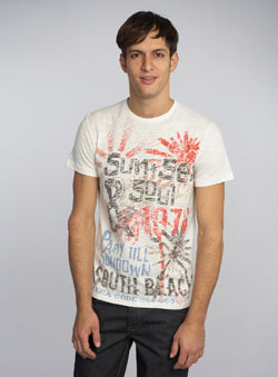 Burton Ecru Sun and Soul Printed T-Shirt