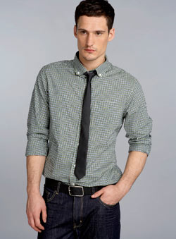 Green Check Shirt and Tie Set