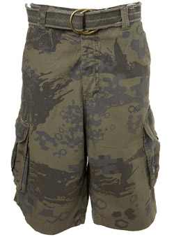 Green Digital Print Camo Combat Shorts