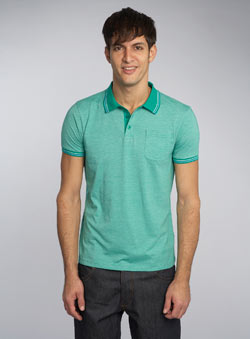 Green Fine Striped Polo Shirt