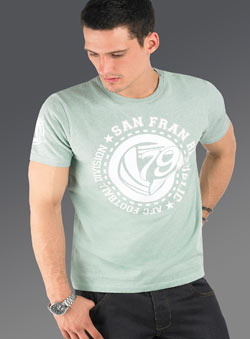 Burton Green Marl `an Francisco`Printed T-Shirt