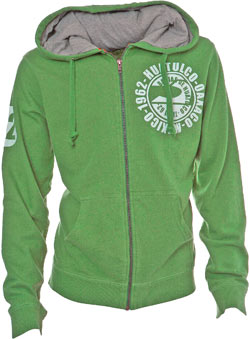 Green Printed Hooded Zip Thru