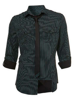 Burton Green Stripe Fitted Shirt and Tie