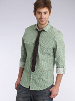 Green Stripe Shirt and Tie Set
