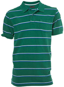 Green Striped Pique Polo Shirt