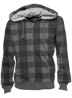 Burton Grey Allover Check Zip Thru Hoodie