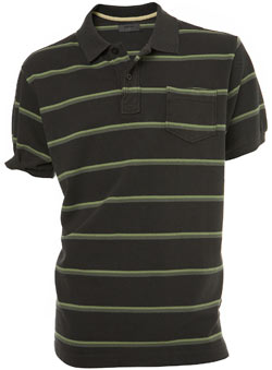 Grey and Green Striped Polo Shirt