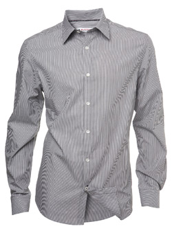 Burton Grey and White Stripe Long Sleeve Smart Shirt