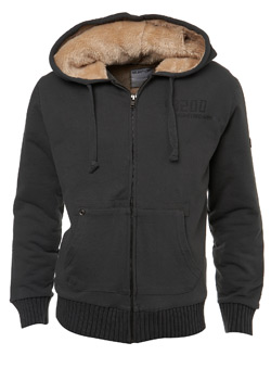 Burton Grey and#39;Engineeredand39; Faux Fur-Lined Zip Thru Hoodie