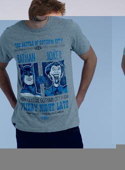 Burton Grey `atman and Joker`Printed T-Shirt