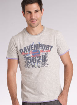 Grey `avenport`Printed T-Shirt
