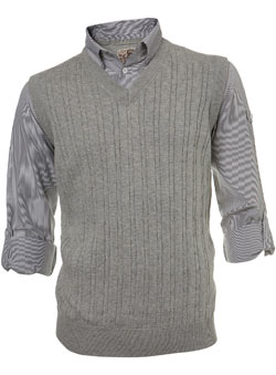Grey Cable Tank Shirt With Insert