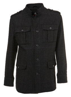 Burton Grey Check Military Wool Coat