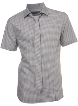 Burton Grey Check Shirt and Tie Set