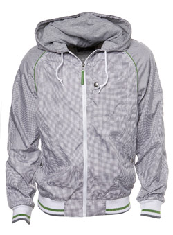 Grey Checked Nylon Bomber Jacket