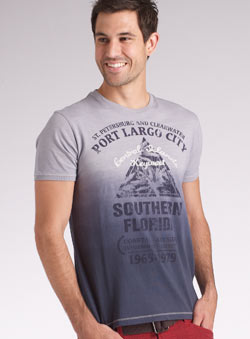 Burton Grey Dip Dye `outhern Florida`Printed T-Shirt