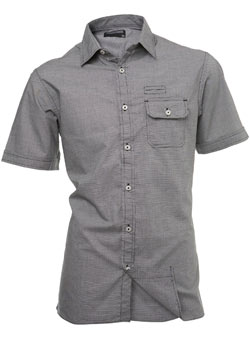 Burton Grey Dogstooth Check Fitted Shirt