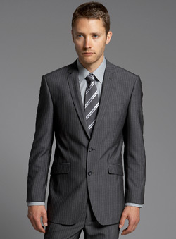 Grey Double Pinstripe Suit Jacket