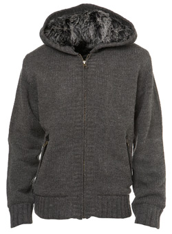 Burton Grey Faux Fur Lined Knitted Hoody