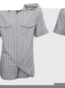 Burton Grey Geo Stripe Short Sleeve Casual Shirt