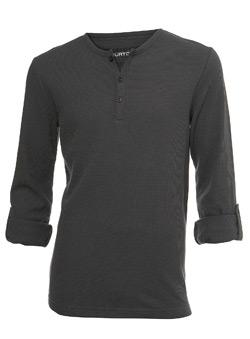 Grey Grandad Long Sleeve Waffle T-Shirt