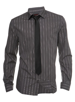 Grey Lurex Tailored Shirt and Tie