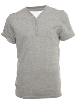 Burton Grey Marl Double Layered Y-Neck T-Shirt