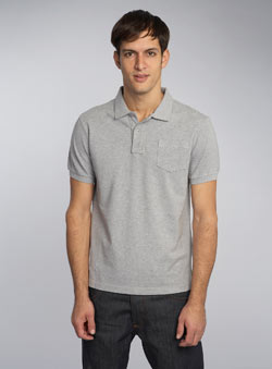 Grey Plain Pique Polo Shirt