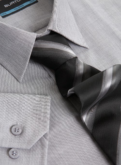 Grey Plain Shirt And Tie