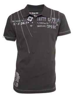 Burton Grey Print Applique Polo