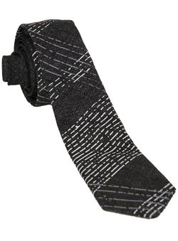 Burton Grey Printed Cotton Skinny Tie