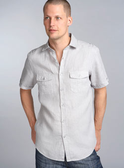 Burton Grey Short Sleeve Linen Fitted Shirt