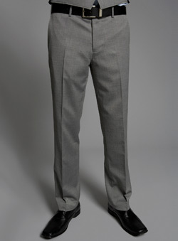 Grey Slim Fit Flat Front Mohair Look Suit Trousers