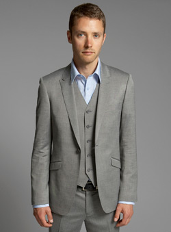 Grey Slim Fit Mohair Look Suit Jacket