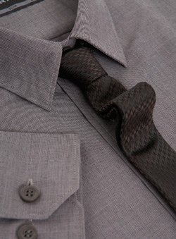 Grey Slim Shirt With Tie