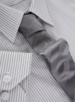 Burton Grey Stripe Slim Shirt And Tie