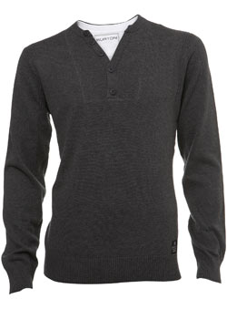 Burton Grey Utility 2 in 1 Grandad Neck Jumper