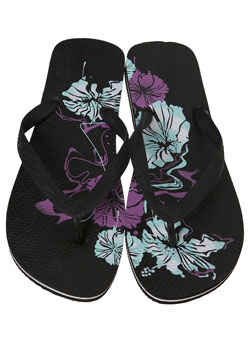 Hibiscus Hawaiin Print Thick Soled Flip Flops