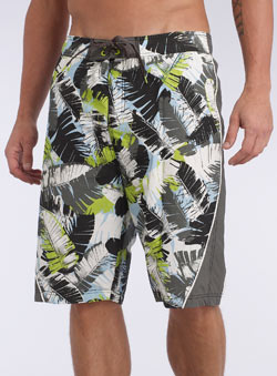 Jungle Leaf Print Swim Shorts