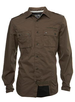 Khaki Double Layer Fitted Shirt