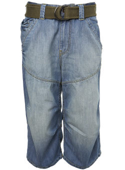 Light Blue Denim Crop Shorts