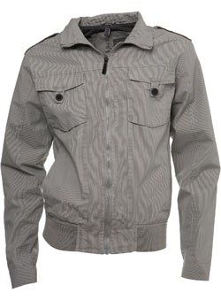 Light Grey Pinstripe Funnel Jacket